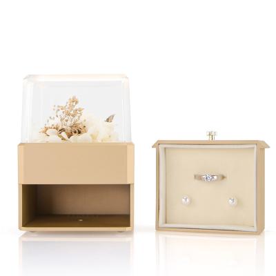 China Jewelry Packaging Luxury Creative Immortal Gift Box Ring Earrings Jewelry Storage Box Flower Drawer Box Touch Light Festival for sale