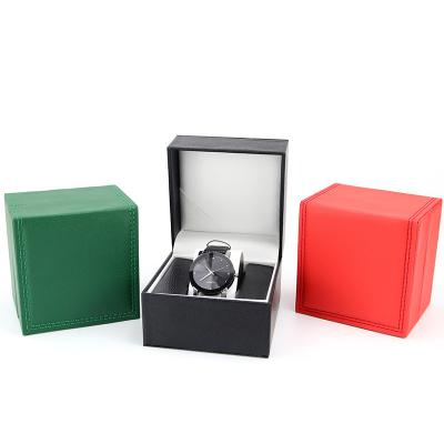 China Jewelry Packaging On The Running Leather Watch Box Lid Watch Storage Display Jewelry Packaging Stitching Box for sale