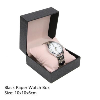 China Plastic Watch Display Box Storage Gift Box Lychee Grain Jewelry Packaging Supply Watch Folding Cover Wholesale Cartons With Pillow for sale