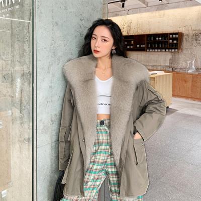 China Real Fox Fur Parka Breathable New Arrival Rabbit Fur Liner Coat Parka Fur Jacket For Women S7899 for sale