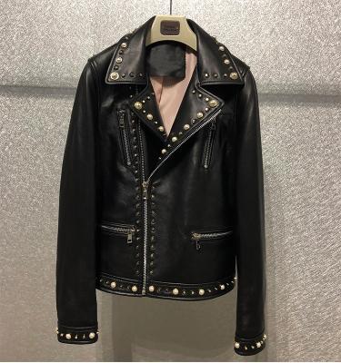 China Autumn Rivet Jacket Women Chic Breathable Punk Rock Motorcycle Leather Jackets Coated 2021 Outwear Cool Jacket for sale