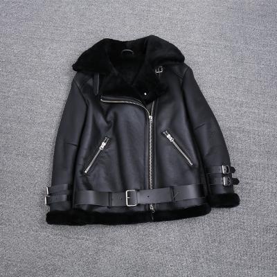 China Others 2021 autumn and new chic imported motorcycle lamb fur coat winter Merino wool female shorts for sale