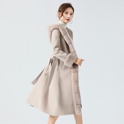 China The other 2021 new mink fur wool coat autumn and winter coat cashmere mink female temperament double-sided whole long coat for sale