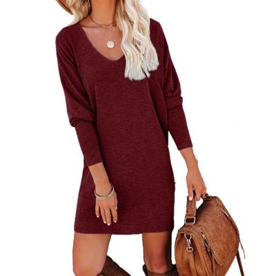 China Women's Solid Color Breathable Long Sleeve Autumn/Winter Casual Dress for sale