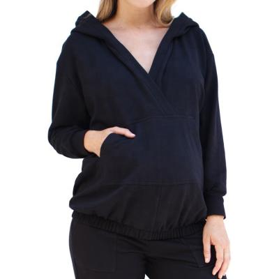 China Antibacterial Women's Pregnancy Clothes Long Sleeve Maternity V-Neckline Maternity Hoodie for sale