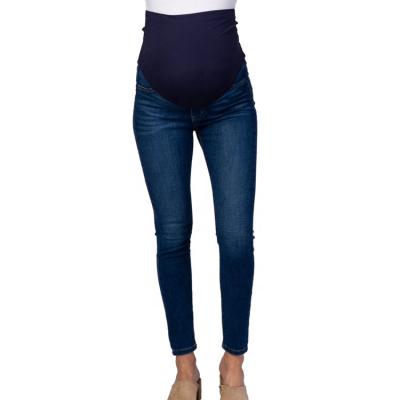 China Pregnancy Antibacterial Maternity Elastic Waist Clothes Women Pants Stretch Maternity Jeans for sale