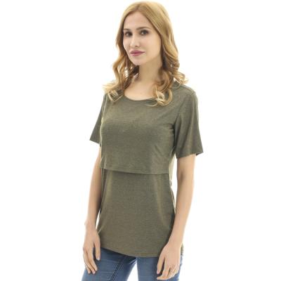 China Wholesale Antibacterial Nursing Apparel T-shirt Breastfeeding Tee Tops Maternity Nursing Shirts for sale