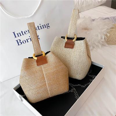 China 2021 Summer Fashion Straw Woven Handbags Women Weaving Waterproof Beach Lady Crossbody Shoulder Bag for sale