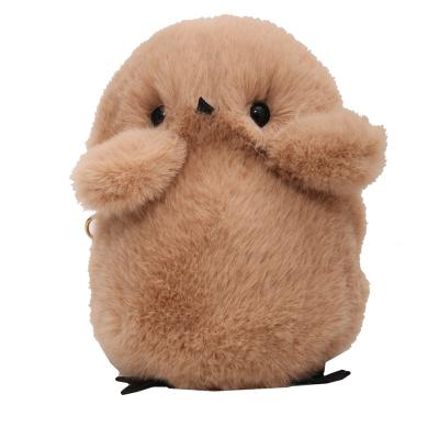 China 100% Eco-Friendly Plush Fur Coin Wallet Movable Pockets With Chain Strap Cross - Animal Shape Chick Plush Coin Purse Cute Body Bag for sale