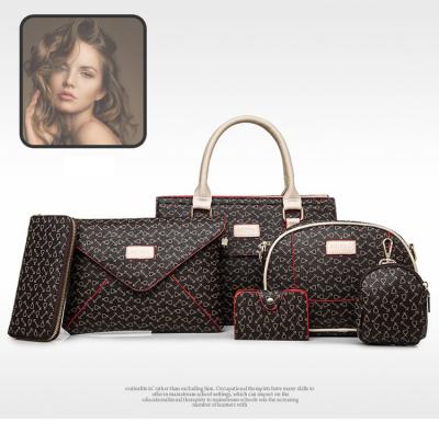 China 100% Eco-friendly Hot Selling Fashion 6 Designs In 1 Europe Style PU Leather Printing Ladies Handbags Sets for sale