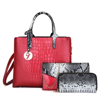 China 100% Eco-friendly Women Bags Set 3pcs Big Women PU Leather Handbag for sale