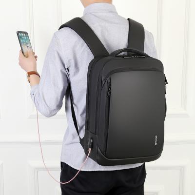 China Online Selling Waterproof 4 Combs Mens Leather Smart Sports Backpack With USB Charging Hole for sale