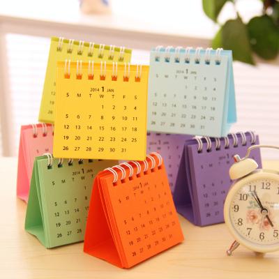 China Table calendar creative rainbow colorful mini table calendar with sipral for sale