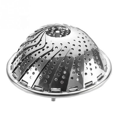 China Sustainable Stainless Steel Food Basket Mesh Vegetable Cooker Steamer Folding Dish Steamer for sale