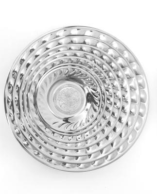 China Sustainable Hotsale Round Arabic Food Tray Stainless Steel Serving Tray for sale