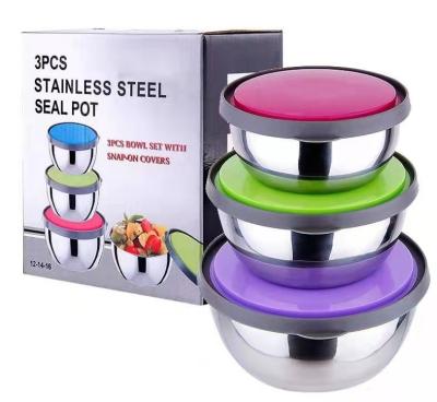 China Stainless Steel Sustainable Storage Box 4pcs/3pcs Seal Pot Bowl Set With Detachable Covers for sale