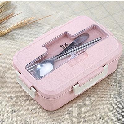 China Freshness Preservation Wheat Straw Dinnerware Lunch Box Food Container Children Kids School Office Portable Bento Box for sale