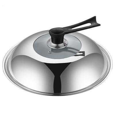 China Factory Direct Sales Viable Universal Pan Cover Glass Wok Lid Stainless Steel for sale