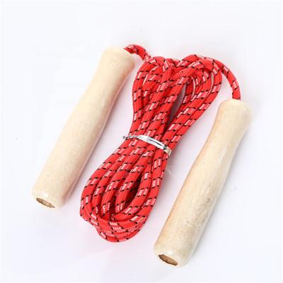 China Wooden handle +cotton rope kids exercise kids skipping rope cotton wooden handle skipping rope smart custom logo jump rope for sale