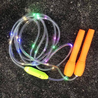 China Manufacturing RGB LED High Speed ​​Jumping Training LED Light Nylon Colorful Light Up Jump For Night Game Sports Jump Rope With LED for sale