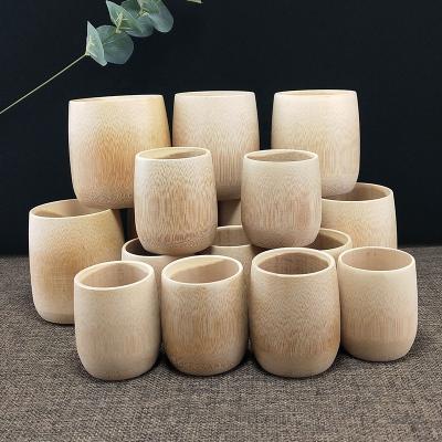 China 8cm sustainable size handmade natural bamboo coffee cup made of eco-friendly wooden bamboo for coffee or tea for sale