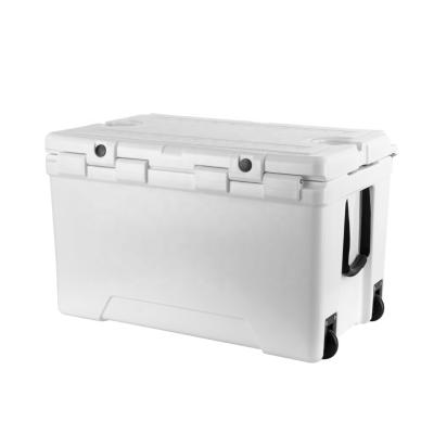 China 75QT Insulated Custom Large Logo Ice Cooler With Wheels Beer Can Cooler Camping Beach Lunch Picnic Cooler Box for sale