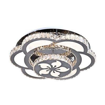 China Surface Mounted Chinese Luxury Flower Shape Crystal Led Ceiling Lamp For Home Hotel for sale