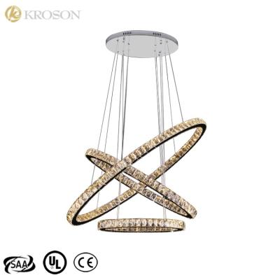 China Modern Modern K9 Crystal Stainless Steel Ceiling Light Led Pendant Chandelier for sale