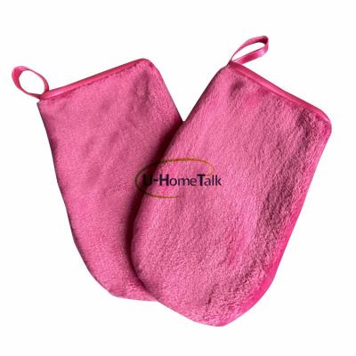 China U-HomeTalk QUICK DRY 20*13CM Microfiber Face Cleaning Gloves Reusable Facial Tissue Pads Makeup Remover Glove for sale