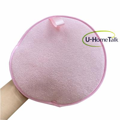 China All Side Natural Rose Natural Soft Body Scrubber Double Exfoliating And Polishing Glove For Body Skin Care for sale