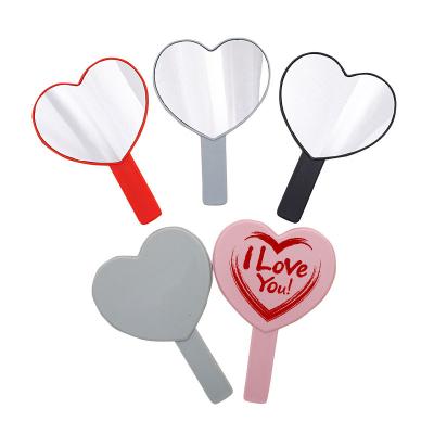 China Fashion Logo Promotion Gift Hand Mirror Customized Beauty Customized Mini Mirror Heart Shape Salon Cosmetic Mirror for sale