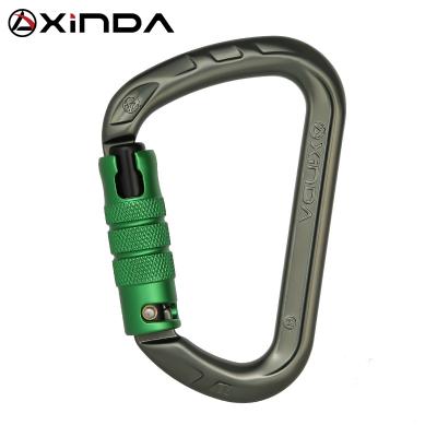 China Durable XINDA 26kN CE UIAA Certified D-Shape Auto Lock Twist Lock Carabiner For Waist Climbing Operation for sale