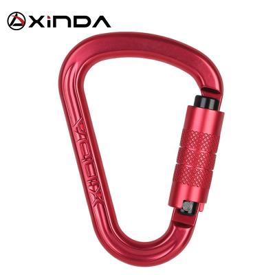 China New design7075 25kN lightweight aluminum self-locking carabiners from XINDA for rock climbing for sale