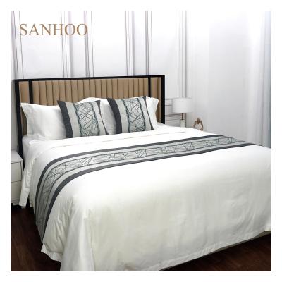 China SANHOO Embroidery Luxury Cheap Anti-pilling Bed Sheet Set 4 PCS Deep Pocket Linen Bedding Set Hotel Sheets for sale