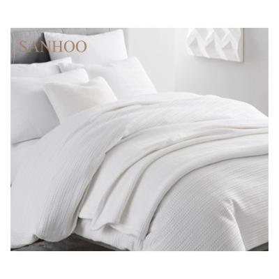 China Shangri-La Embroidery Hotel 350 Thread Count 100X200 Cotton Queen Size Nondisposable Bedsheets SANHOO White King Size Bedsheet Set for sale