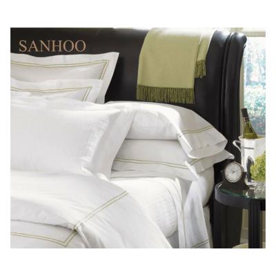 China SANHOO Hotel Style Bedspread Deep Pocket Nondisposable Ritz-Carlton Hotel 100X200 Used Cotton Sheets Cotton Stripe Sheet for sale