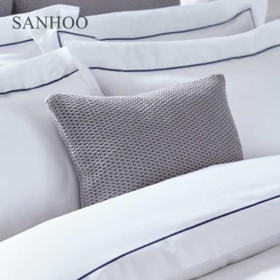 China SANHOO Nondisposable Customize Hotel 300 Thread Count Embroidery Twin Size Bedding Set Blanket Hotel Sheets White 100% Cotton for sale