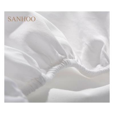 China SANHOO Guangzhou Factory Five 200 Nondisposable Satin Star Hotel Thread Count King Size Hotel Used White Linen Bed Sheets In Hotels for sale