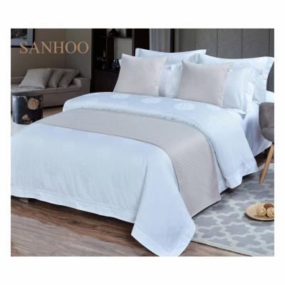 China SANHOO Cheap 300 Thread Count Anti-pilling Marriott Hotel Embroider Luxury 100% Cotton Bed Sheet for sale