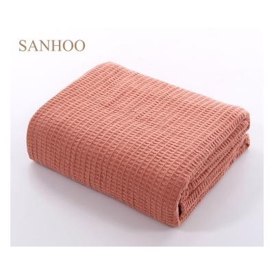 China SANHOO Summer Anti-Static Soft Knit Waffle Blanket King Size 100% Cotton Thermal Hospital Blanket for sale