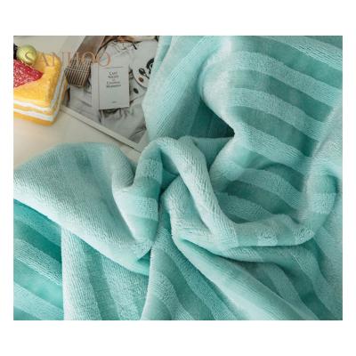 China SANHOO Anti-Static Cheap Plush Polyester Plush Coral Fleece Twin Size Green Plush Soft Throw Blanket for sale