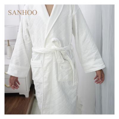 China Wholesale 100% SANHOO Cotton Terry Cloth Velor Bathrobe High End Waffle Breathable Hotel Men's Robe Bathrobe for sale