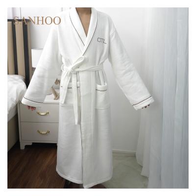 China SANHOO Breathable 100% Cotton Hotel Ladies Shower Robe Bathrobe Sleepwear Women Shawl Collar Bathrobe Women Waffle Robes for sale