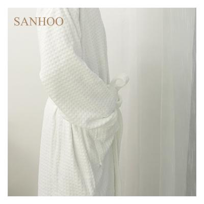 China SANHOO Breathable Luxury Kimono Cotton SPA Velvet Bathrobe Hotel Quality Mens Woman Bathrobe White Pure Cotton for sale