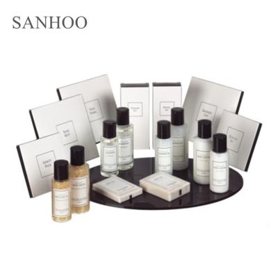 China Hotel SANHOO Hospitality Supply Hotel Amenities Cheap Biodegradable Hotel Toiletries Custom Hotel Amenities for sale