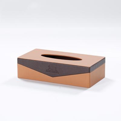 China SANHOO CLASSIC Rectangle Luxury Hotel Quality Guest Room Supplies Leather Tissue Box for sale