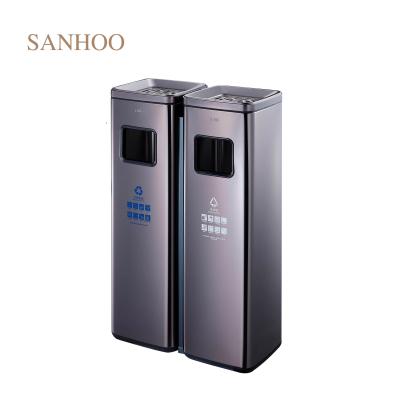 China SANHOO Manufacture 30L Pedal Garbage Hotel Garbage Bin Public Places Metal Viable Outdoor Dust Bin for sale