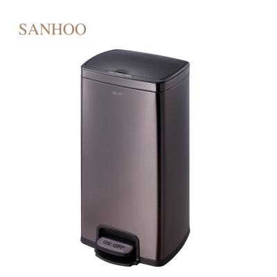 China SANHOO Metal Hotel 6L 12L Pedal Bin Waste Bins Waste Bins Sustainable Smart Dust Bin Stainless Steel for sale