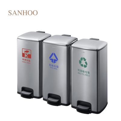 China SANHOO Hotel Full Collection Stainless Steel Sustainable Public Metal Commercial Garbage Bin Garbage Bin for sale