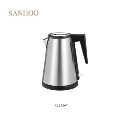 China 360 Degree Stainless Steel Rotating Electric Hotel Kettle Water Appliances Hotel Base SANHOO Electric Kettle Tray Set for sale